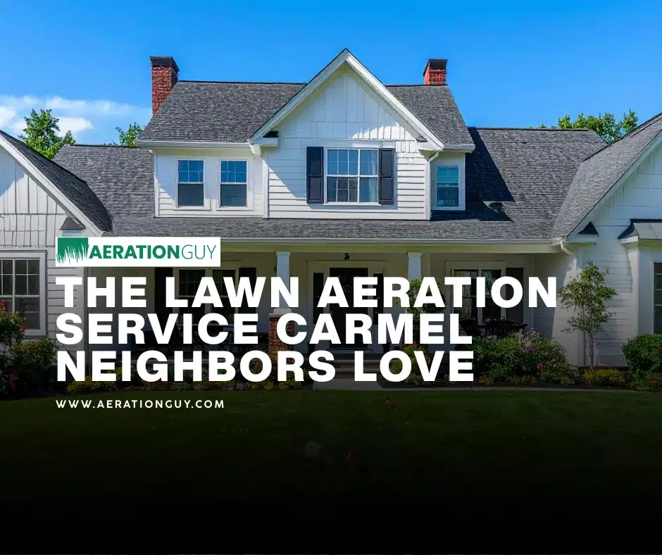 Beautiful house with a healthy green lawn in Carmel, Indiana, showcasing the results of a professional lawn aeration service Carmel families trust.