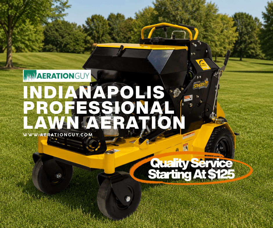 Stinger Aerator machine used by The Aeration Guy in Indianapolis providing professional lawn aeration for compacted Central Indiana soil.